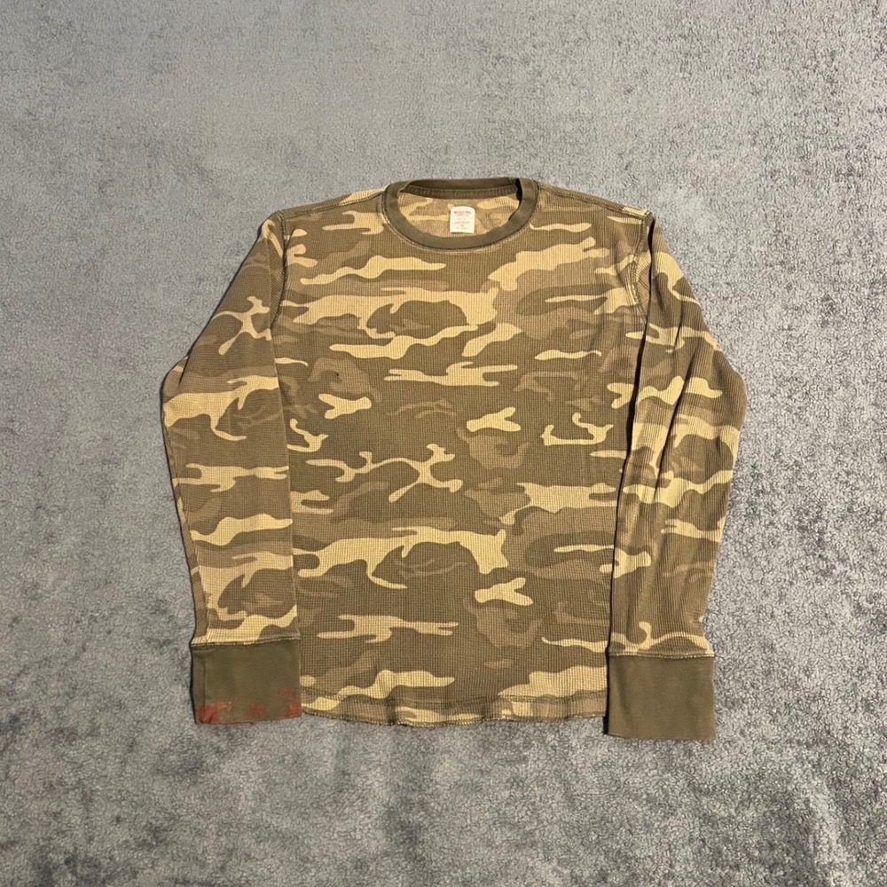 Y2K Mossimo Supply Mens Army Camo Thermal Shirt Long Sleeve Waffle Knit M